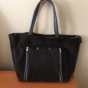 All Saints Fleur de Lis East/West' Suede Tote